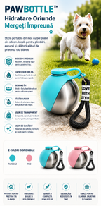 PawBottle™ – Sticlă Portabilă din Inox pentru Prietenul Tău Blănos