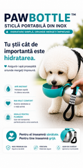 PawBottle™ – Sticlă Portabilă din Inox pentru Prietenul Tău Blănos