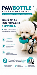 PawBottle™ – Sticlă Portabilă din Inox pentru Prietenul Tău Blănos