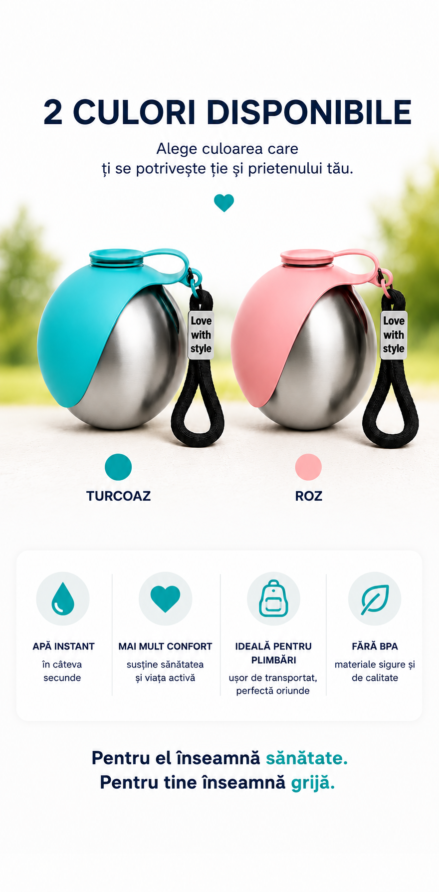PawBottle™ – Sticlă Portabilă din Inox pentru Prietenul Tău Blănos